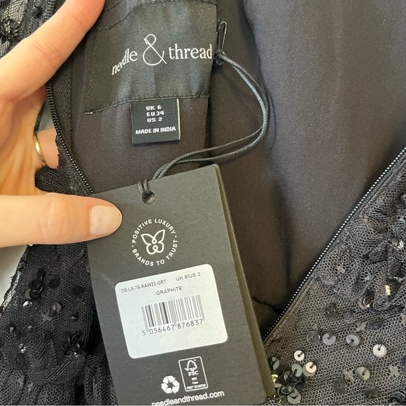 Needle and Thread Violet Shimmer Micro Mini Tulle Sequin Black dress size 2 NWT - Picture 10 of 10